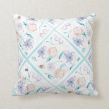 Waterverf Floral Pillow - Lavender, Blue, Peach