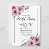 Waterverf Floral Pink Anemone Vrijgezellenfeest Kaart (Voorkant)