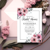 Waterverf Floral Pink Anemone Vrijgezellenfeest Kaart