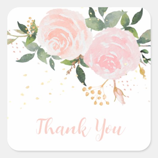 Waterverf Floral Pink Baby shower Sticker (Voorkant)