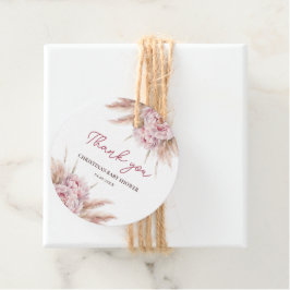 Waterverf Floral Pink Baby shower Welkom Bedankjes Labels