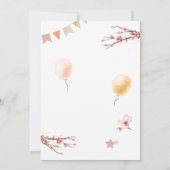 Waterverf Floral Pink Balloons Birthday Kaart (Achterkant)