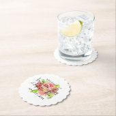 Waterverf Floral Pink Beige Blush Leaf Wedding Kartonnen Onderzetters (Insitu)