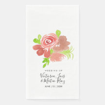 Waterverf Floral Pink Beige Blush Leaf Wedding