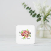 Waterverf Floral Pink Beige Blush Leaf Wedding Vierkante Visitekaartje (Staand voorkant)