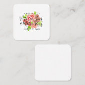 Waterverf Floral Pink Beige Blush Leaf Wedding Vierkante Visitekaartje (Voorkant / Achterkant)