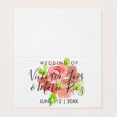 Waterverf Floral Pink Beige Blush Leaf Wedding Visitekaartje (Buitenkant ongevouwen)