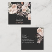 Waterverf Floral Pink Black Interior Designer Vierkante Visitekaartje (Voorkant / Achterkant)
