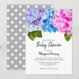 Waterverf Floral Pink Blue Baby shower Kaart