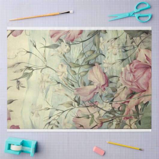 Waterverf Floral Pink & Blue Tissuepapier (Craft)