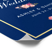Waterverf Floral Pink Blue Wedding Welcome Poster (Hoek)