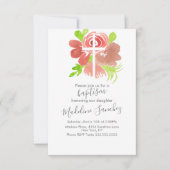 Waterverf Floral Pink Blush Baptisme Dedicatie Kaart (Voorkant)