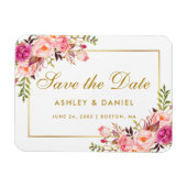 Waterverf Floral Pink Blush Bewaar de datum Magneet (Horizontaal)