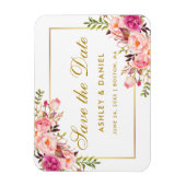 Waterverf Floral Pink Blush Bewaar de datum Magneet (Verticaal)