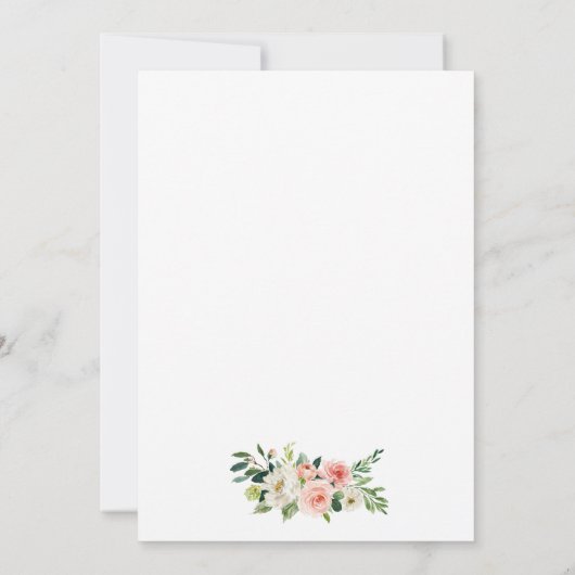 Waterverf Floral Pink Blush Elegant Wedding W Kaart (Achterkant)