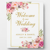 Waterverf Floral Pink Blush Gold Weddenschap Welko Fotoplaat (Voorkant)