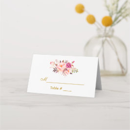 Waterverf Floral Pink Blush Gold Wedding Plaatskaartje