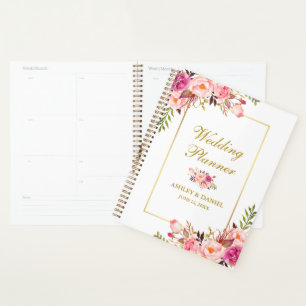 Waterverf Floral Pink Blush Gold Wedding Planner