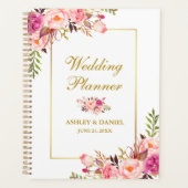 Waterverf Floral Pink Blush Gold Wedding Planner (Voorkant)