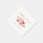 Waterverf Floral Pink Blush Gold Wedding Servetten (Hoek)