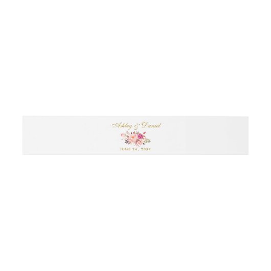 Waterverf Floral Pink Blush Gold Wedding Uitnodigingen Wikkel (Vlak)