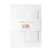 Waterverf Floral Pink Blush Gold Wedding Uitnodigingen Wikkel (Voorkant Voorbeeld)