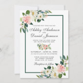 Waterverf Floral Pink Blush Green White Wedding G Kaart (Voorkant)