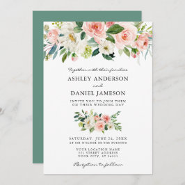 Waterverf Floral Pink Blush Greenery Wedding Kaart