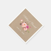 Waterverf Floral Pink Blush Kraft Wedding Servet (Hoek)