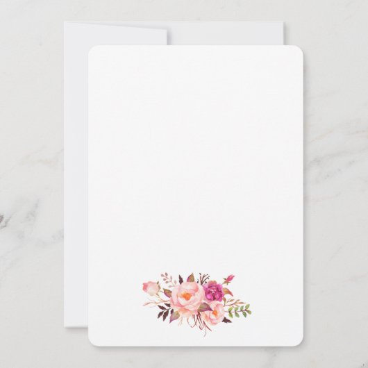 Waterverf Floral Pink Blush Weddenschap Gold Kaart (Achterkant)