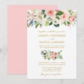 Waterverf Floral Pink Blush Weddenschap Gold Kaart