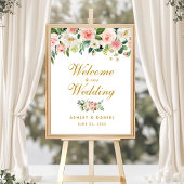 Waterverf Floral Pink Blush Weddenschap Gold Poster