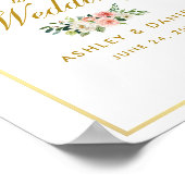 Waterverf Floral Pink Blush Weddenschap Gold Welko Poster (Hoek)