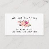 Waterverf Floral Pink Blush Wedding Registry Informatiekaartje (Voorkant)