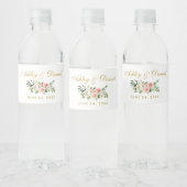 Waterverf Floral Pink Blush White Gold Wedding Waterfles Etiket (Flessen)