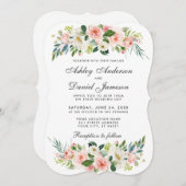 Waterverf Floral Pink Blush White Wedding B Kaart (Voorkant / Achterkant)