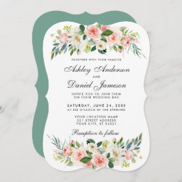 Waterverf Floral Pink Blush White Wedding GBB Kaart