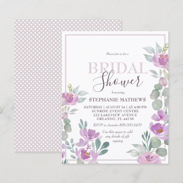 Waterverf Floral Pink BRIDAL SHOWER INVITATION (Voorkant / Achterkant)