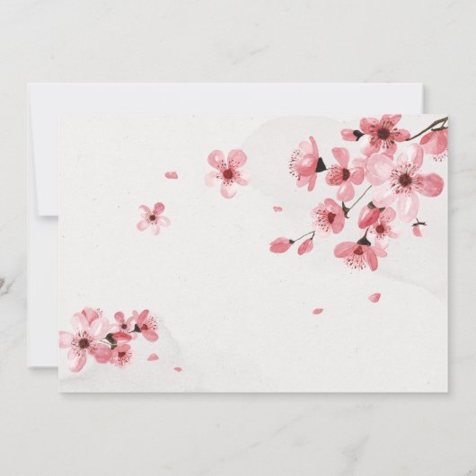 Waterverf Floral Pink Cherry Blossom Kaart (Achterkant)