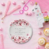 Waterverf Floral Pink Cherry Blossom Papieren Bordje (Feest)