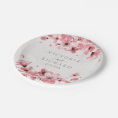Waterverf Floral Pink Cherry Blossom Papieren Bordje (Gekanteld)