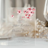 Waterverf Floral Pink Cherry Blossom Wedding Acryl Uitnodigingen