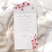 Waterverf Floral Pink Cherry Blossom Wedding