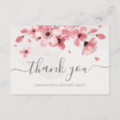 Waterverf Floral Pink Cherry Blossom Wedding Bedankkaart (Voorkant)