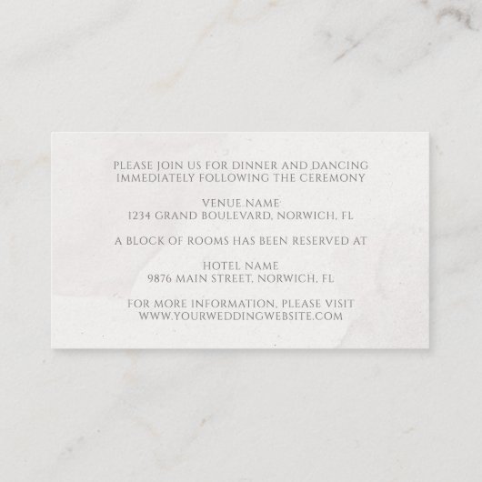 Waterverf Floral Pink Cherry Blossom Wedding Informatiekaartje (Achterkant)