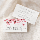 Waterverf Floral Pink Cherry Blossom Wedding Informatiekaartje