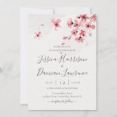 Waterverf Floral Pink Cherry Blossom Wedding Kaart (Voorkant)
