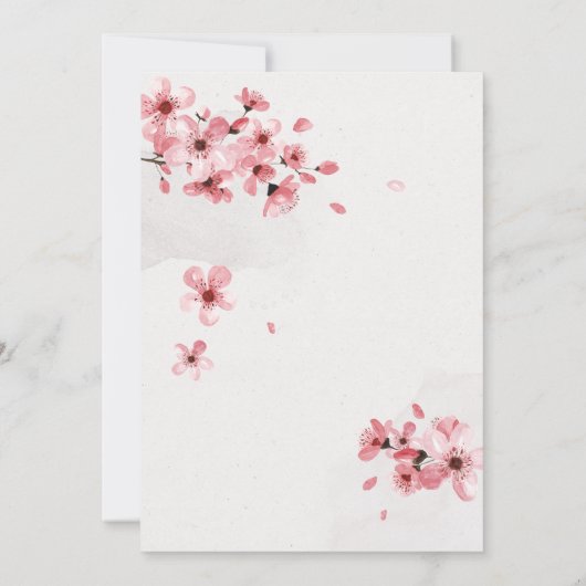 Waterverf Floral Pink Cherry Blossom Wedding Kaart (Achterkant)