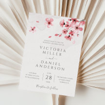 Waterverf Floral Pink Cherry Blossom Wedding