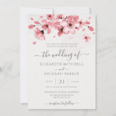 Waterverf Floral Pink Cherry Blossom Wedding Kaart (Voorkant)